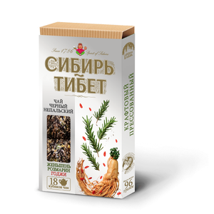 “Сибирь Тибет” чай черный непальский с женьшенем и ягодами годжи, плиточный, 96г