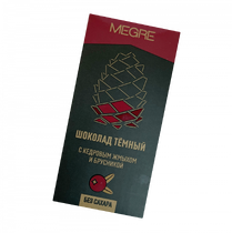 ШОКОЛАД ТЕМНЫЙ "MEGRE" С КЕДРОВЫМ ЖМЫХОМ И БРУСНИКОЙ, 50 Г.