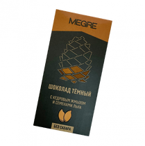 ШОКОЛАД ТЕМНЫЙ "MEGRE" С КЕДРОВЫМ ЖМЫХОМ И СЕМЕНАМИ ЛЬНА, 50 Г.